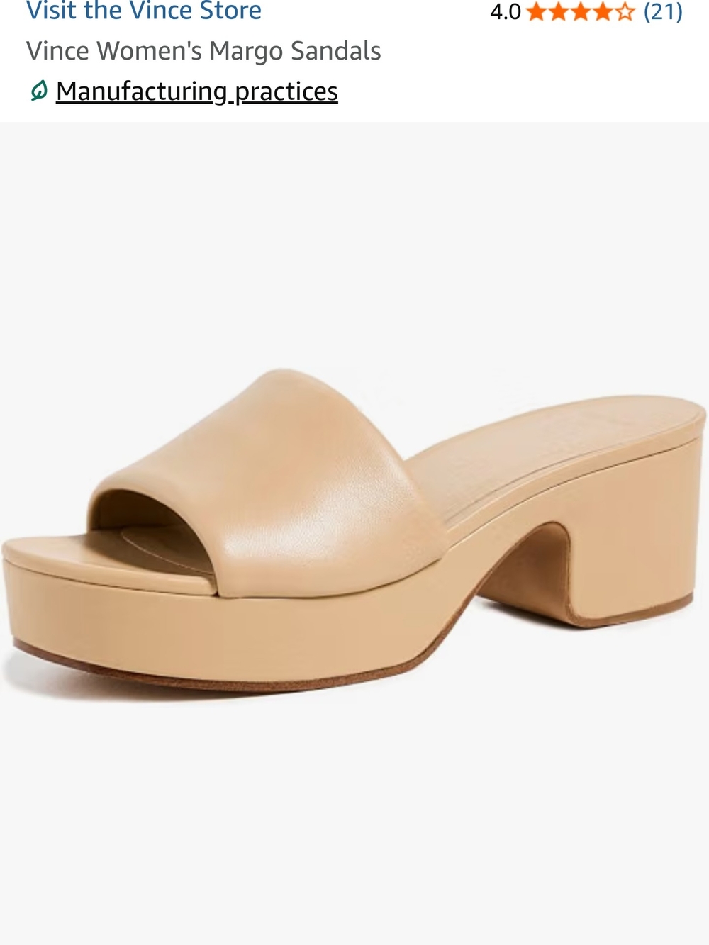 Vince Tan Leather Platform Slide Mule